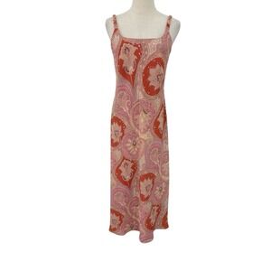 Vtg 90s Lennie LNY‎ New York Slip Dress Paisley Print Boho Y2K Sz L